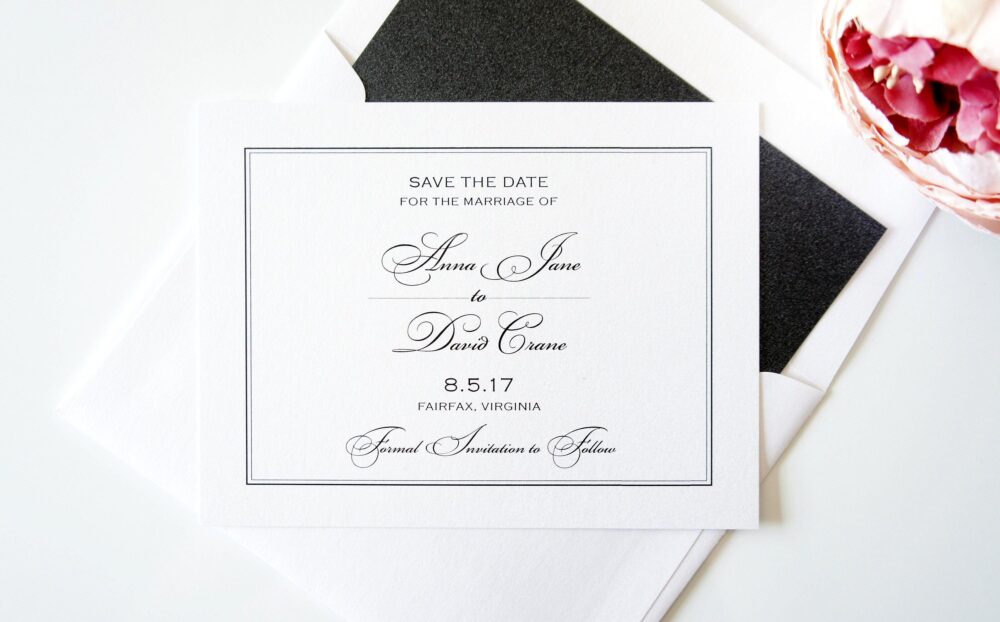 Elegant Save The Date Cards Pearl Shimmer Matte Printed Wedding Announcement Deposit