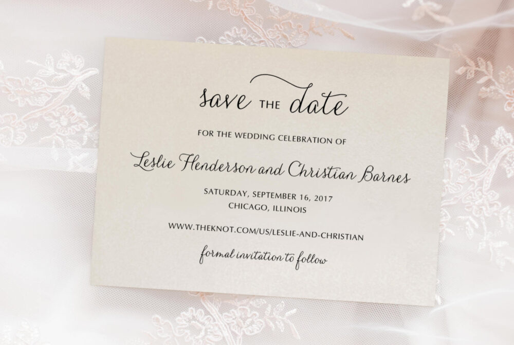 Elegant Script Wedding Save The Date Engagement Announcement Printed Cards With Envelopes - Fairytale Suite