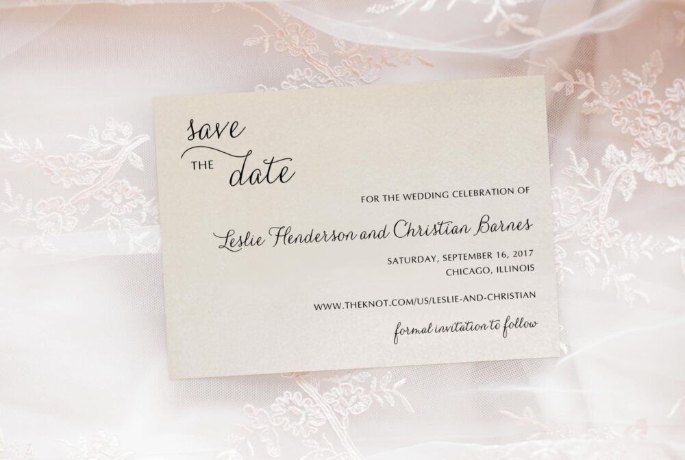 Elegant Script Wedding Save The Date Engagement Announcement Printed Cards With Envelopes - Fairytale Suite