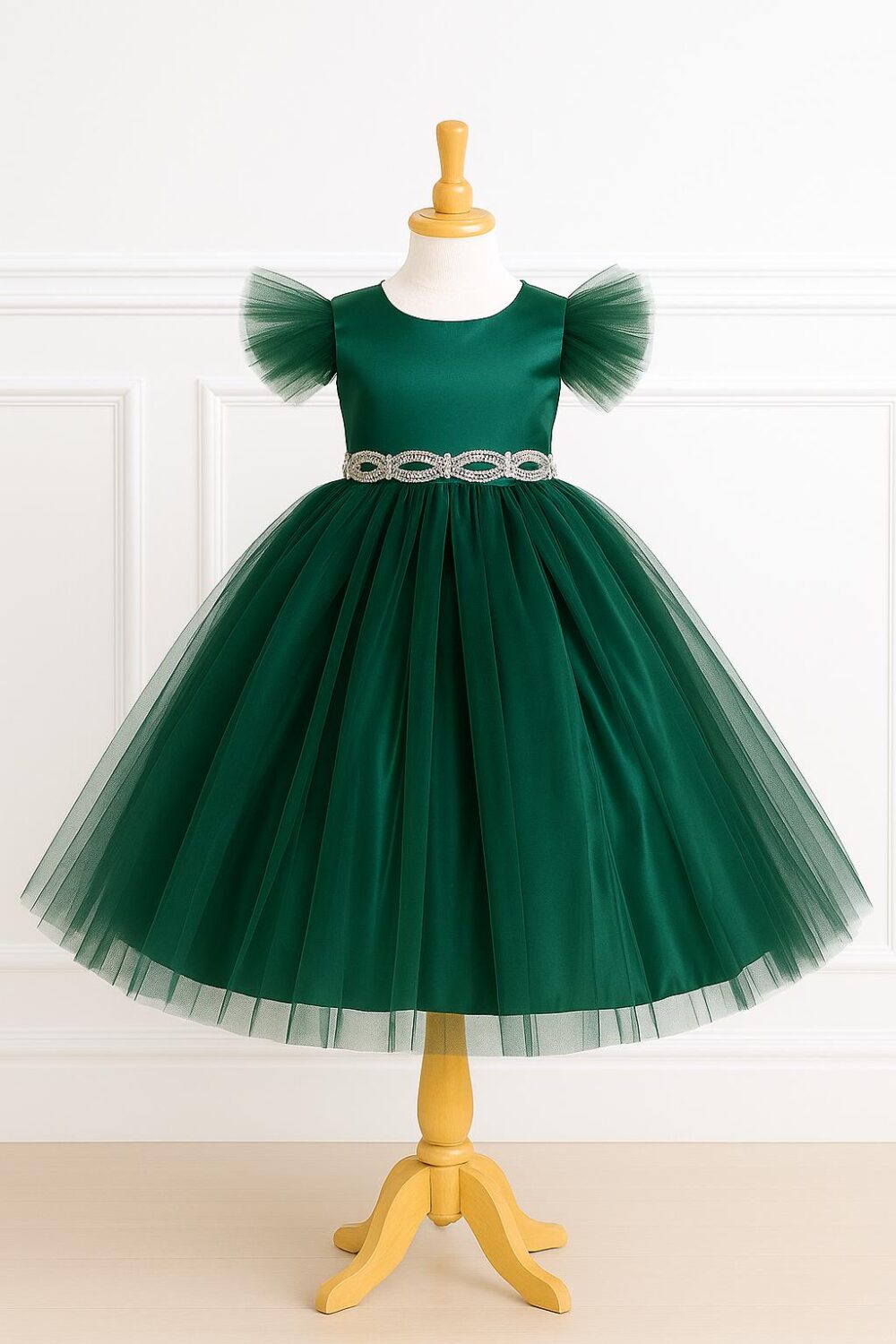 Hunter Green Fall Wedding Flower Girl Elegant Tulle Princess Birthday Pageant Summer Cosplay Dress Up Infant Toddler Trendy