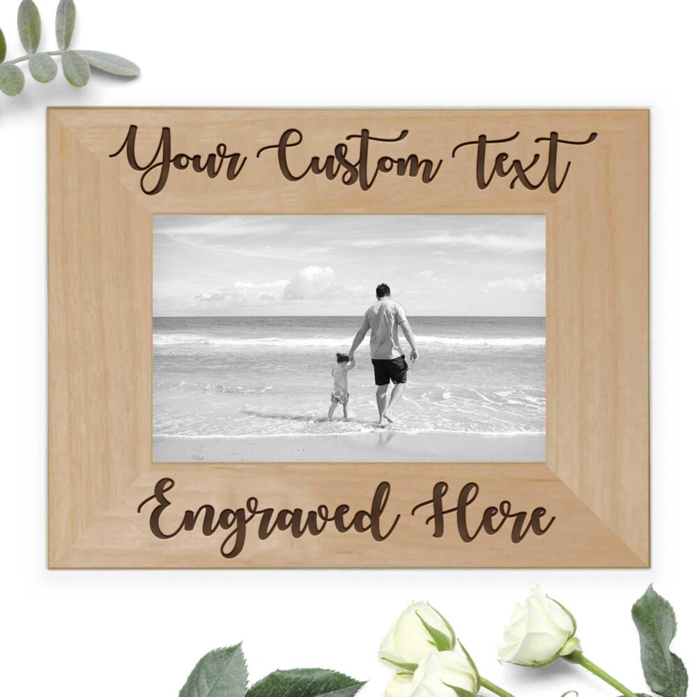 Custom Picture Frame, Personalized Wood Photo Frame Engraved Text, Memorial Sympathy Or Wedding Gift