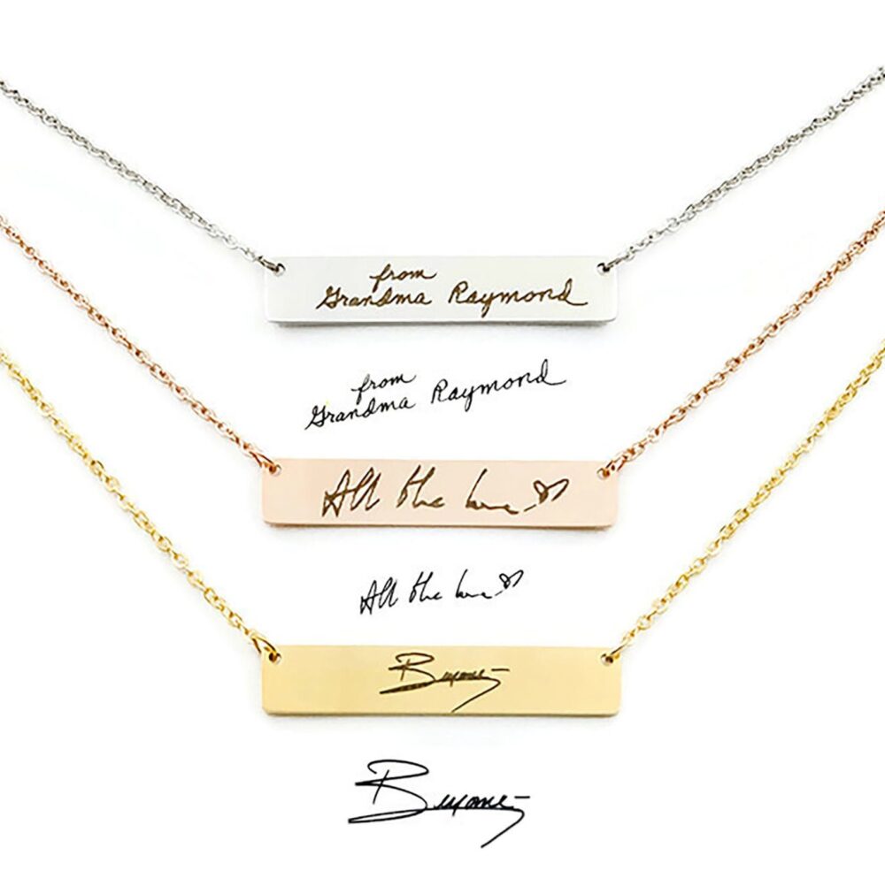 Custom Engraved Handwriting Necklace, Actual Signature Memorial Gift, Autograph Necklace