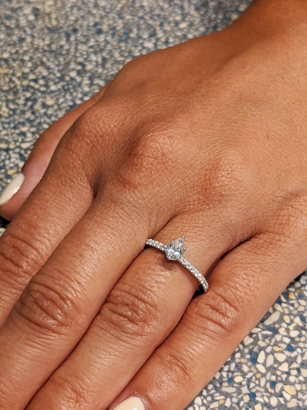 Delicate 14K Solid Gold Engagement Ring /0.5Ct Pear Moissanite Diamond Wedding Ring/Moissanite Ring/stack Ring/Promise Ring Gold