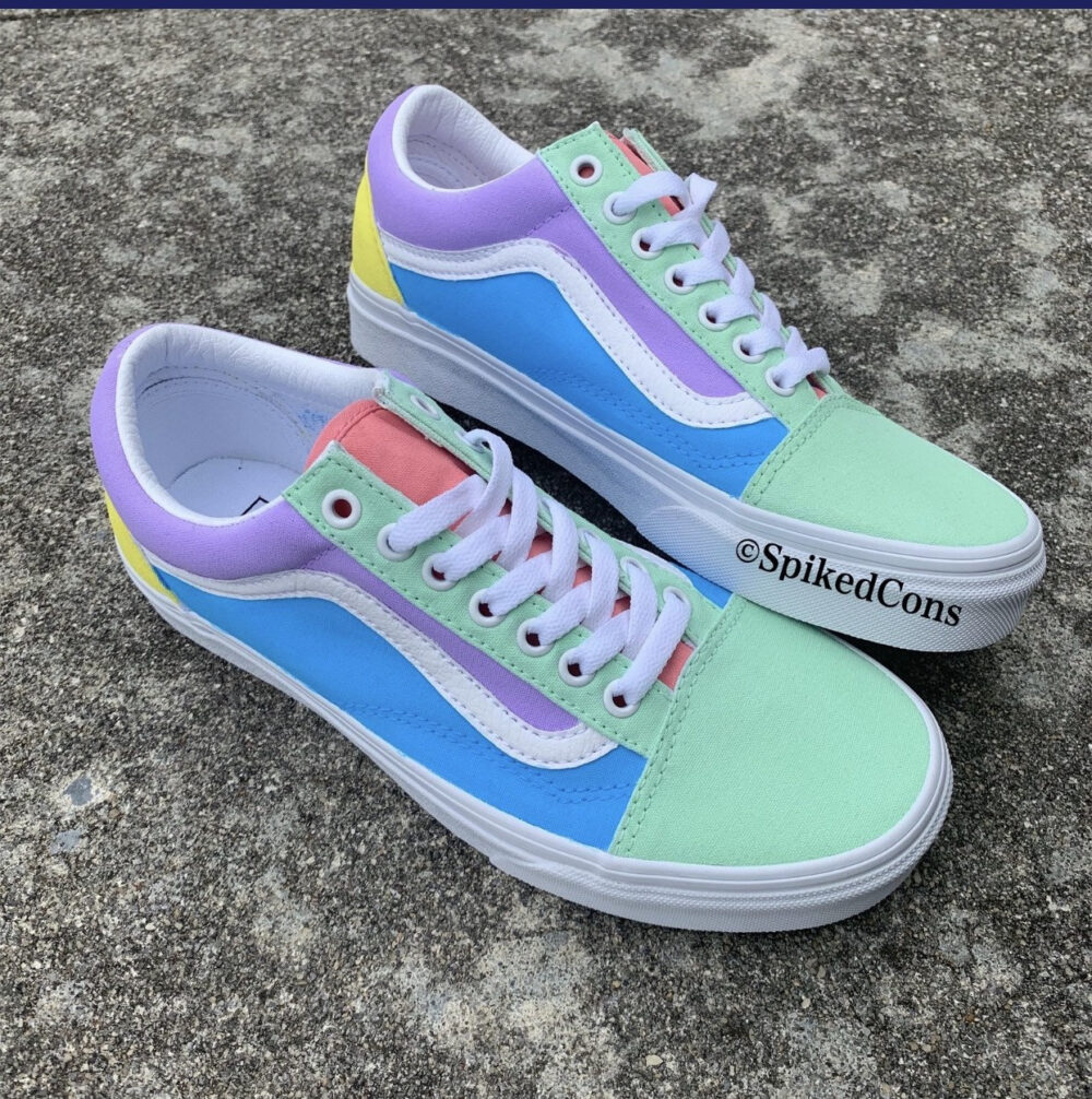 Sweet Tart Vans Custom Old Skool -Big Kids/Adults Men Women Pink Mint Blue Purple