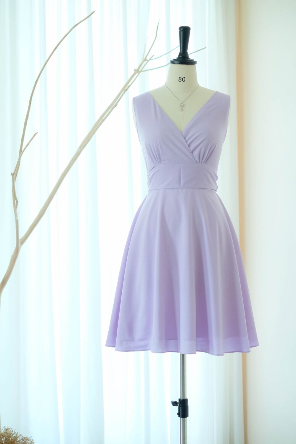 Lilac Vintage Bridesmaid Dresses, Tea Party Dress, Wedding Guest Dresses With Bow, Summer Wedding Short Dress