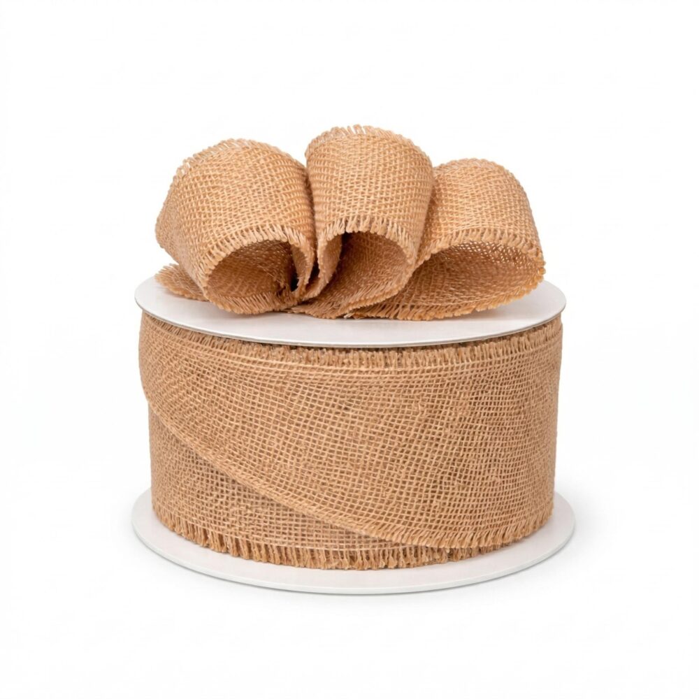 Frayed Edge Jute Burlap Ribbon - 2 1/2" X 10 Yards, Spring, Mother's Day, Father's Rustic Jute, Natural Farmhouse, Country Wedding
