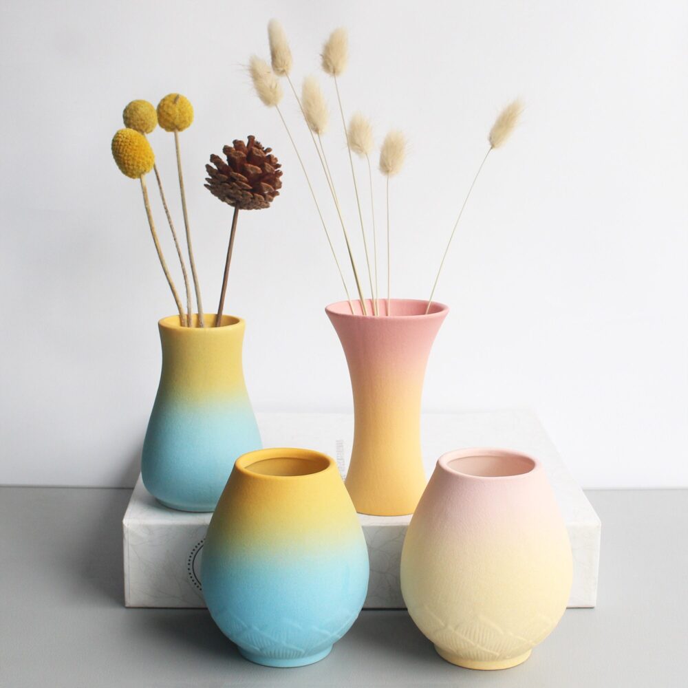 Handmade Ceramic Bud Vase Multicolor Boho Home Decor