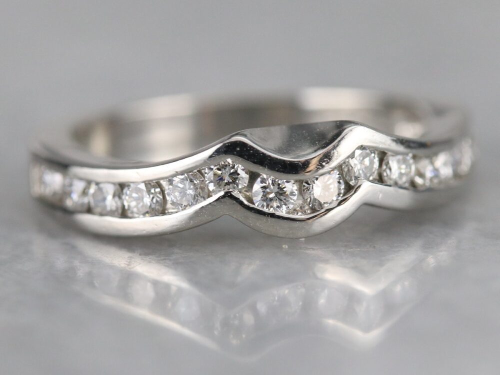 Platinum Diamond Guard Ring, .42 Carats, Wedding Band Enhancer