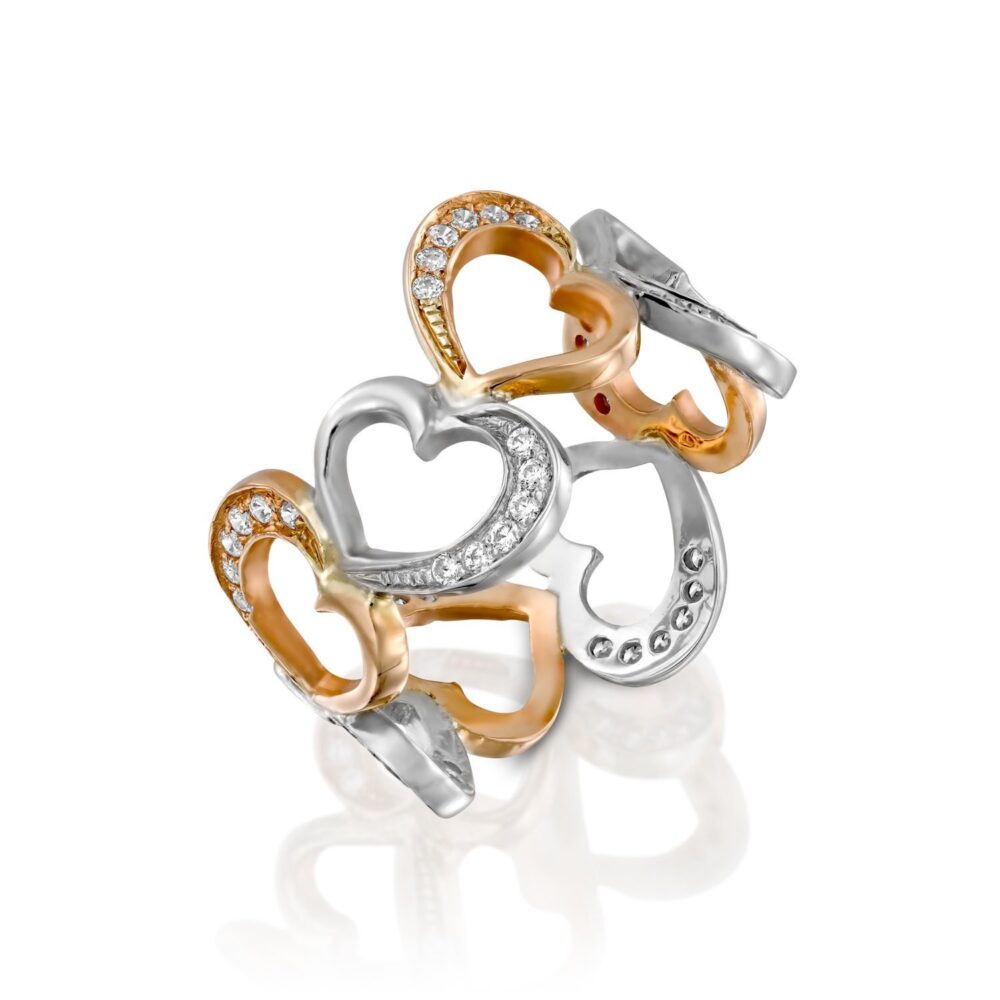 Two-Tone 14K Gold Diamond Heart Wedding Band