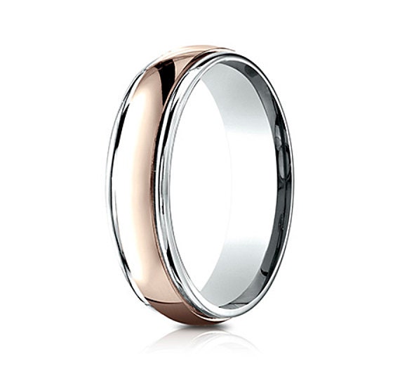 Rose Gold Wedding Band, Men's Bands, Rose Mens 14K Two Tone