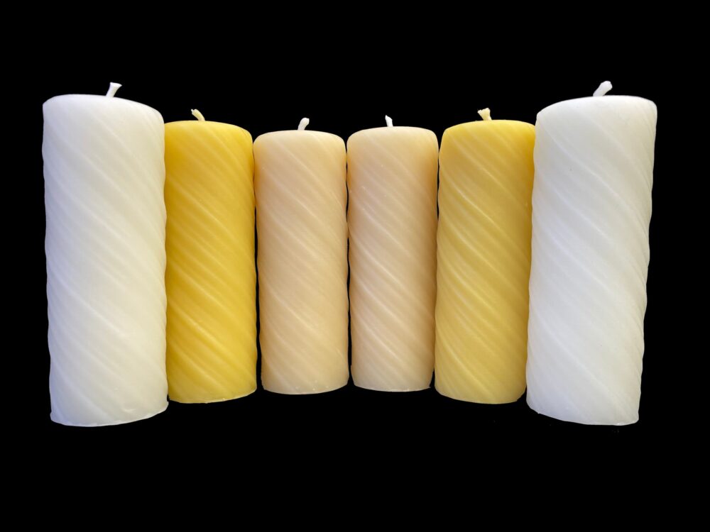 4" Spiral Twisted Beeswax Pillar Candle - 100% Choose One Of Natural Beeswax Colors
