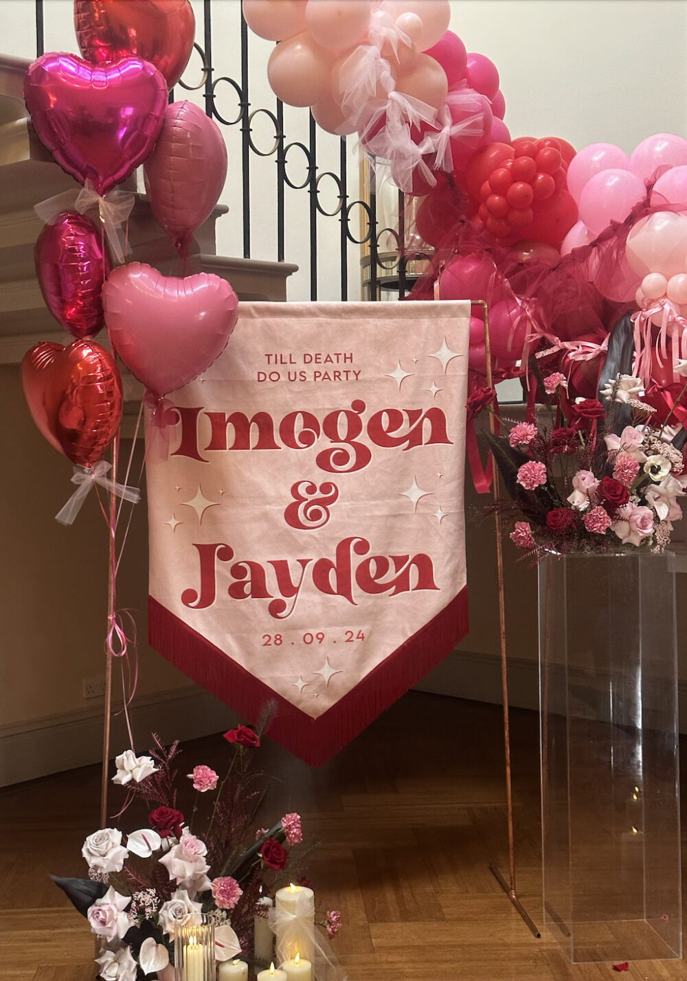 Personalized Velvet Wedding Banner Flag Custom Event Signage