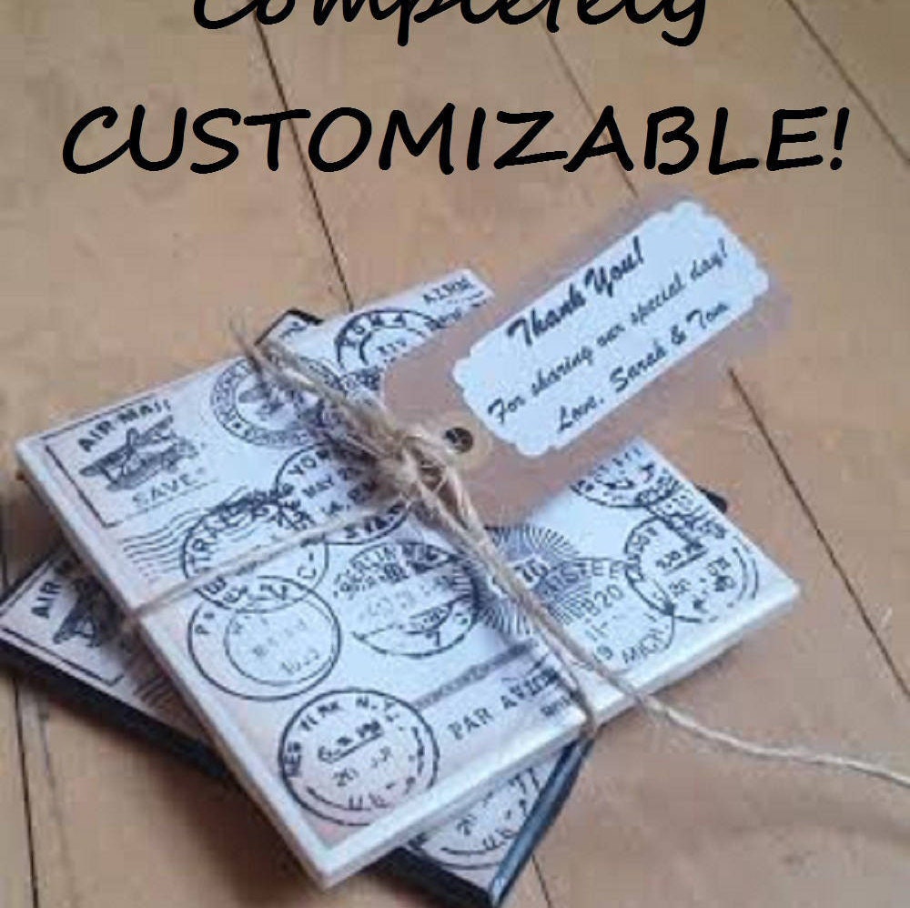 Custom Wedding Favors Coasters Personalized Passport Travel Ceramic Coaster Stone