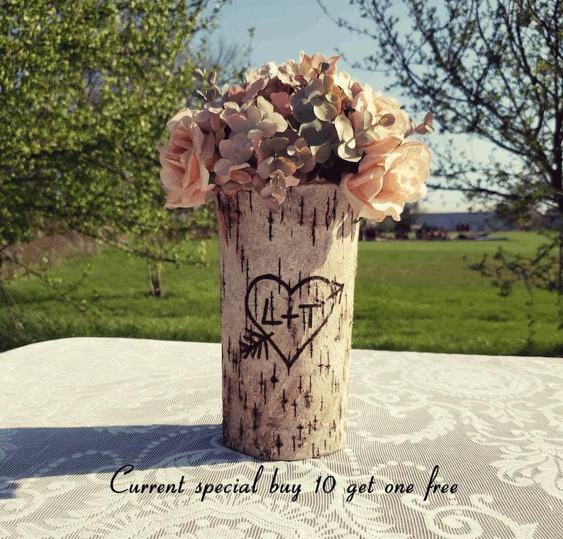 Rustic Wedding Centerpiece Flower Vase Bridal Shower Decorations Wooden Personalized Gift Vases For Centerpieces