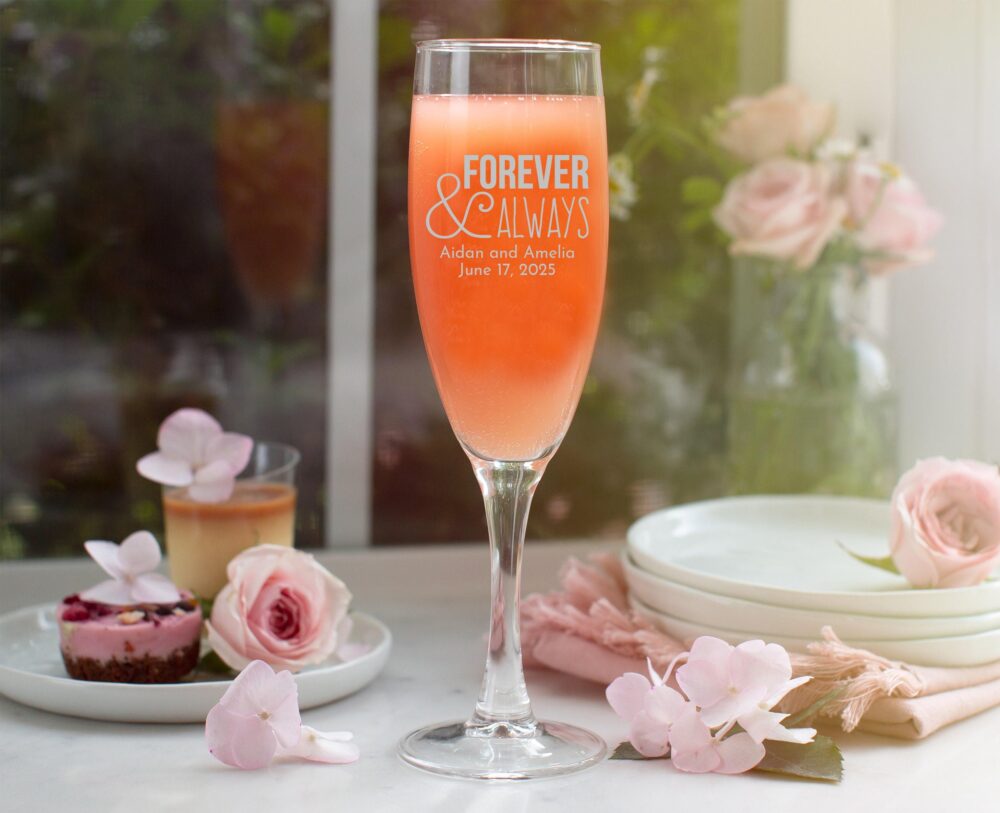 Etched 5.75 Oz Champagne Flute - Wedding Favor Gift Engraved