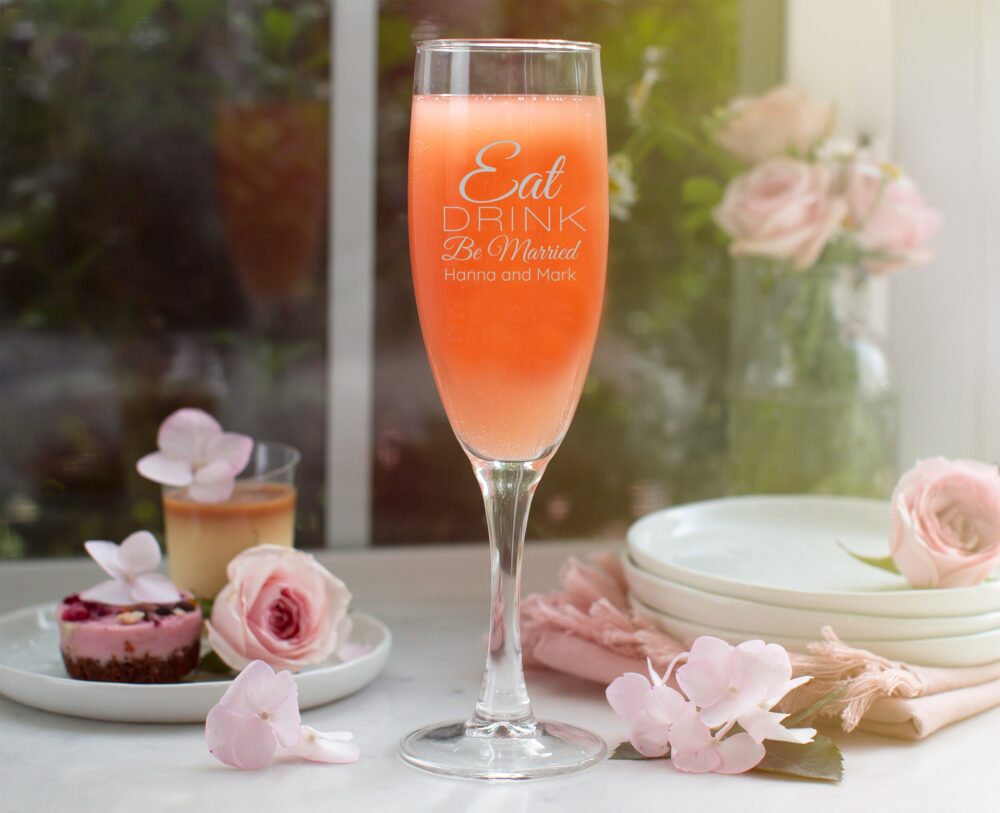 Etched 5.75 Oz Champagne Flute - Wedding Favor Gift Engraved