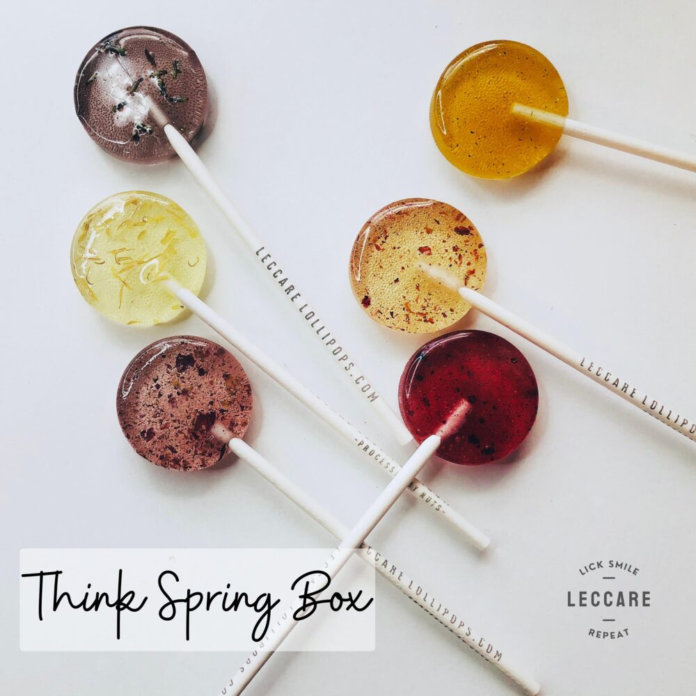 Spring Floral Lollipop Box Wedding Favors, 6 Flavors | 20 Lollipops
