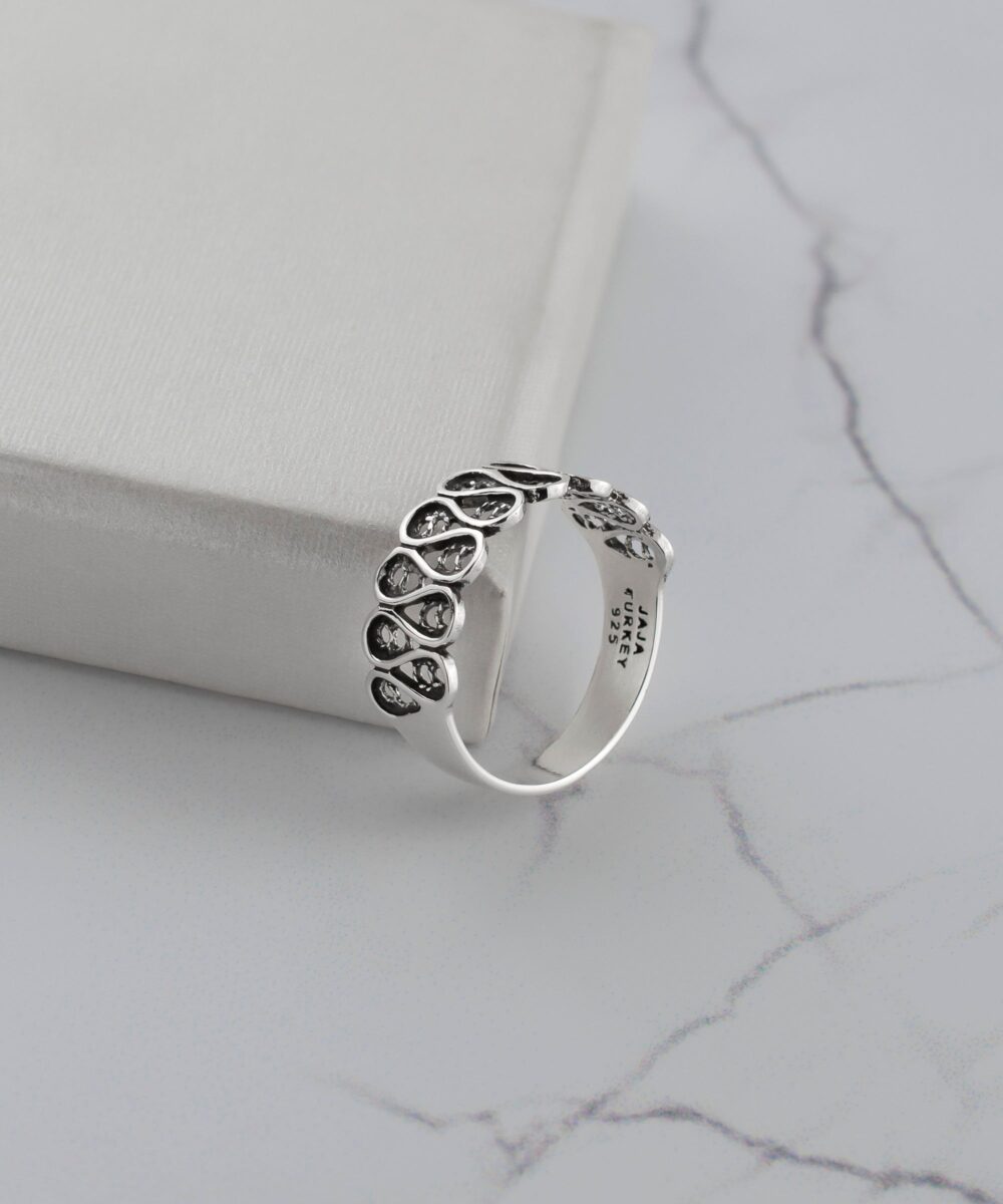 Silver Filigree Wide Eternity Band Ring, 925 Sterling Artisan Made Handcrafted 8mm Boho Ring Handmade Unisex Jewelry