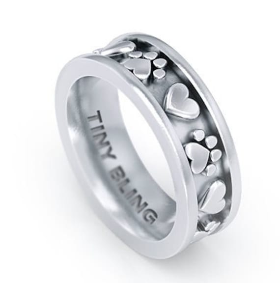 Paws & Hearts Eternity Band Ring By Tinybling Jewelry in Sterling Silver Or 14K Gold