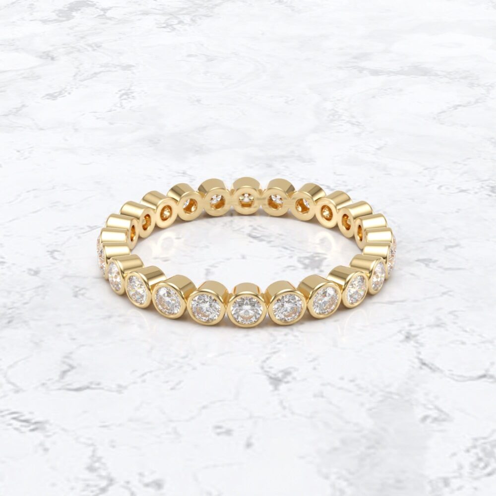 Eternity Band Ring Rose Gold/ Diamond Yellow White Wedding Ring/ Bridal