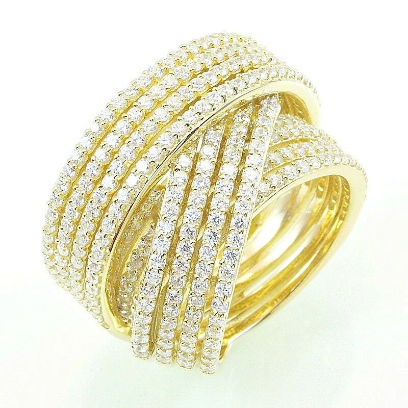 sterling Silver Cz Pave Eternity Band Ring - 17mm Wide