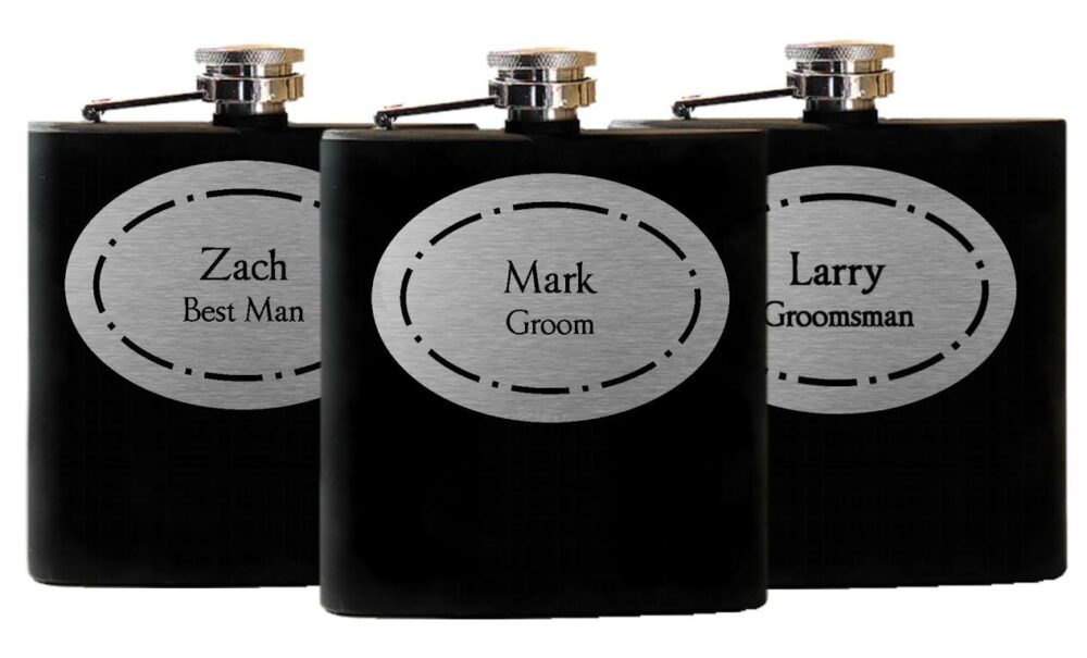 11 Personalized Groomsmen Gifts - Custom Engraved Wedding Flasks Liquor Set Of 11, Groomsman Best Man Gift
