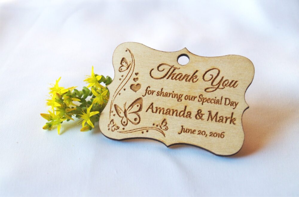 Thank You Wedding Tags, Wedding Favor, Tag, Favor Rustic, Gift Custom Wood Wooden Tags