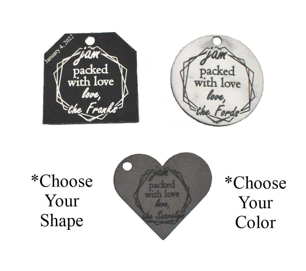 Wedding Favors For Guests in Bulk - Welcome Bag Tags - Jam Packed With Love Custom Leather Favor Tags