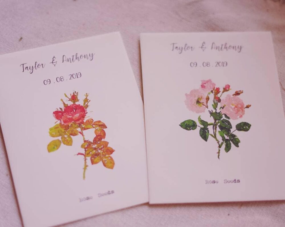 Roses Seed Envelope - Wedding Seeds Packet Shower Favor Funeral Vintage Rose Vintage