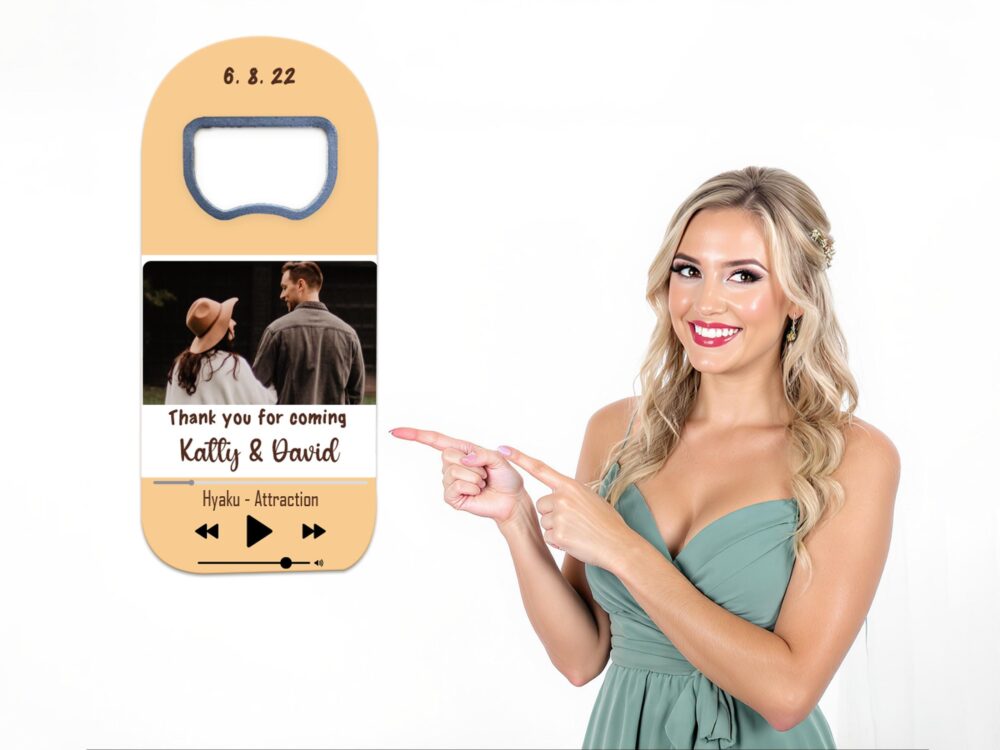 Custom Wedding Favor Bottle Opener Magnet Music Theme, Bulk Save The Dates