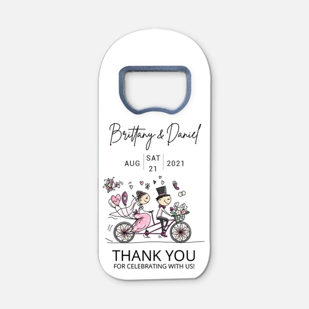 Custom Wedding Favor Bottle Opener Magnet - Personalized Names & Date Bulk Guest Keepsake Gift