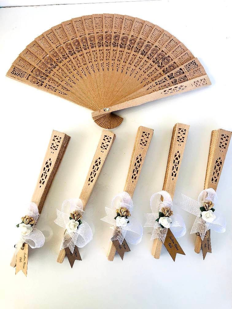 Custom Sandalwood Wedding Fans, Bridal Shower Favors, Bulk Gift, Elegant Wedding Favor