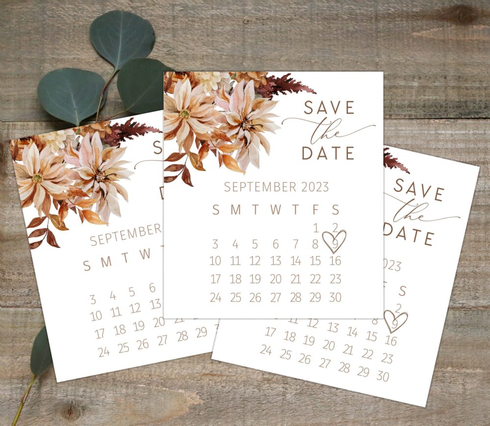Rustic Floral Calendar Save The Date Bridesmaid Proposal Card