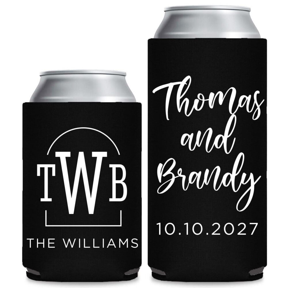 Wedding Monogram Can Coolers, Cooler Favors, Custom Coolers | 182