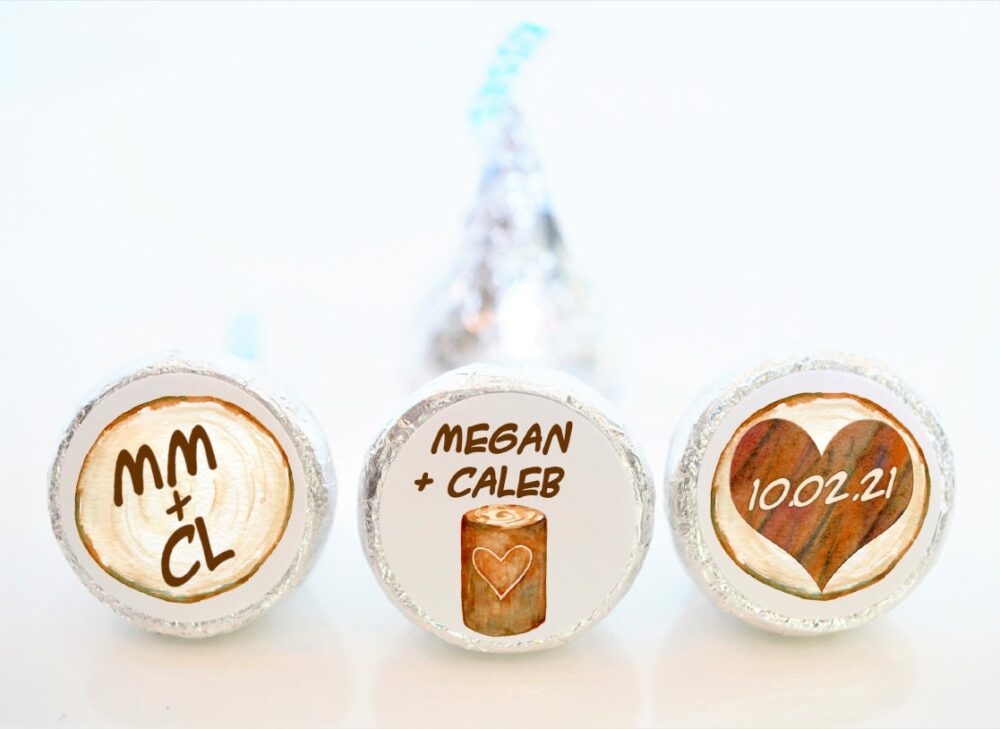 Personalized Fall Rustic Barn Wedding Hershey Kiss Party Favor Stickers - Favors Fal001 Stickers Only