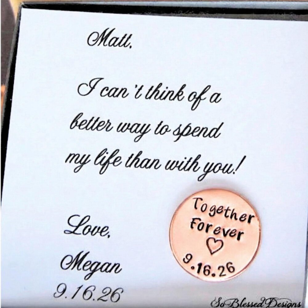 Groom Gift From Bride, Wedding Day Gift To Groom Gift, Together Forever, Personalized Coin For On Wedding Day, To My