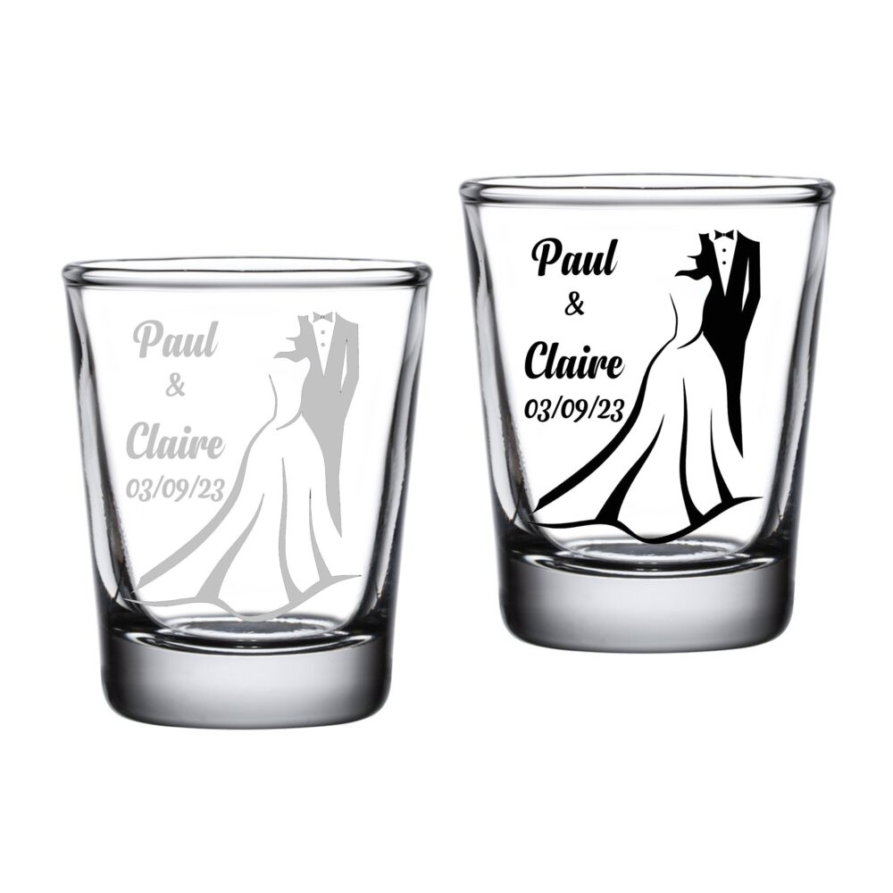 Wedding Shot Glasses Favors For Guests in Bulk Customized Party Gift Bride & Groom Permanent Laser Engraved
