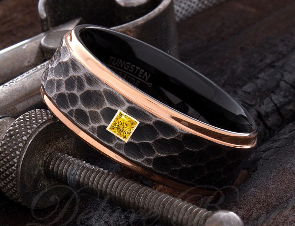 Mens Tungsten Band - Diamond Ring 8mm Wedding Anniversary Engagement