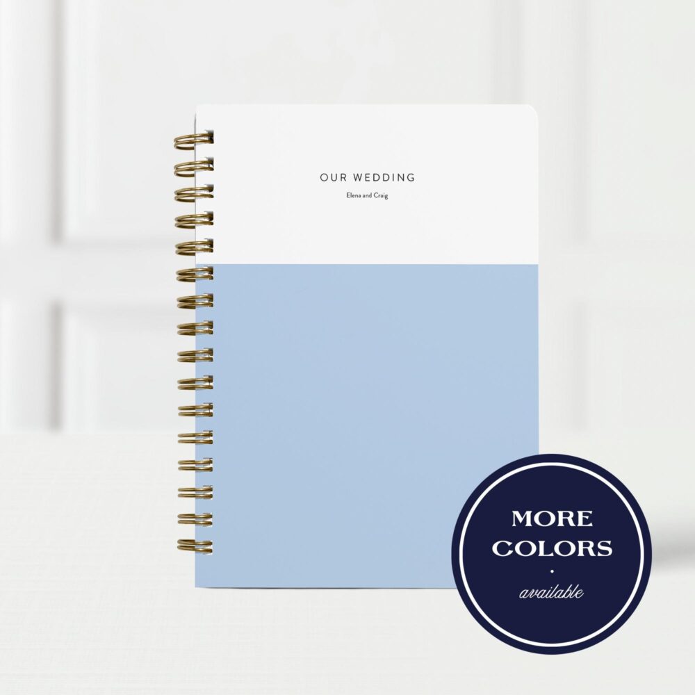 Wedding Planner Book, Custom Engagement Gift For Bride, Personalized Organizer & Checklist, 18 Month Calendar, Modern Colorblock