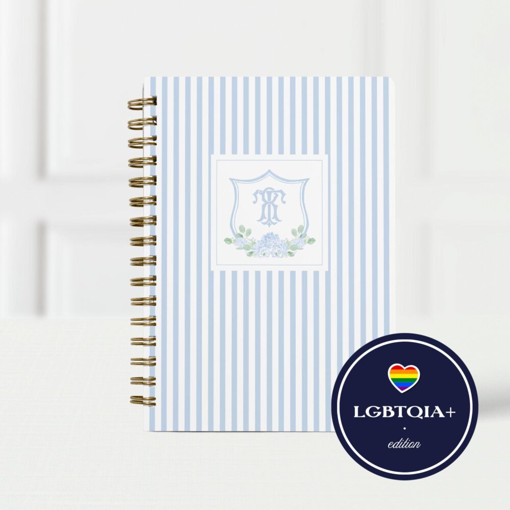 Lgbt Wedding Planner Book, Personalized Engagement Gift For Gay Couple, Custom Gender Neutral Organizer & Checklist, Hydrangea Crest