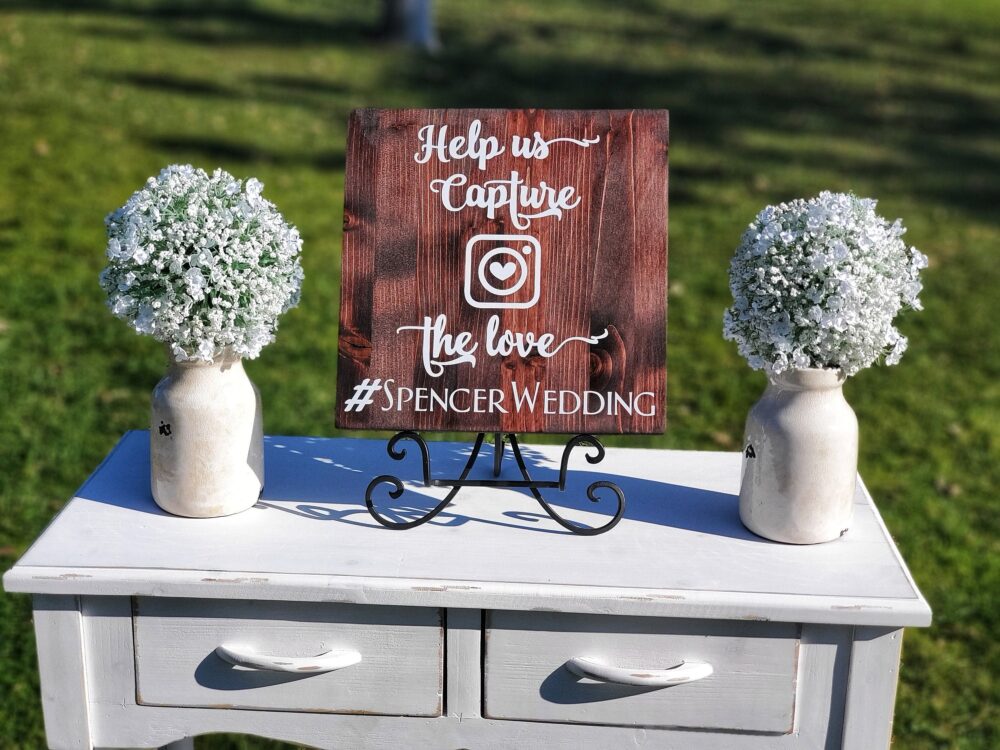 Wedding Hashtag Sign-Wedding Instagram Sign-Personalized Sign-Custom Wood Sign-Help Us Capture The Love-Personalized