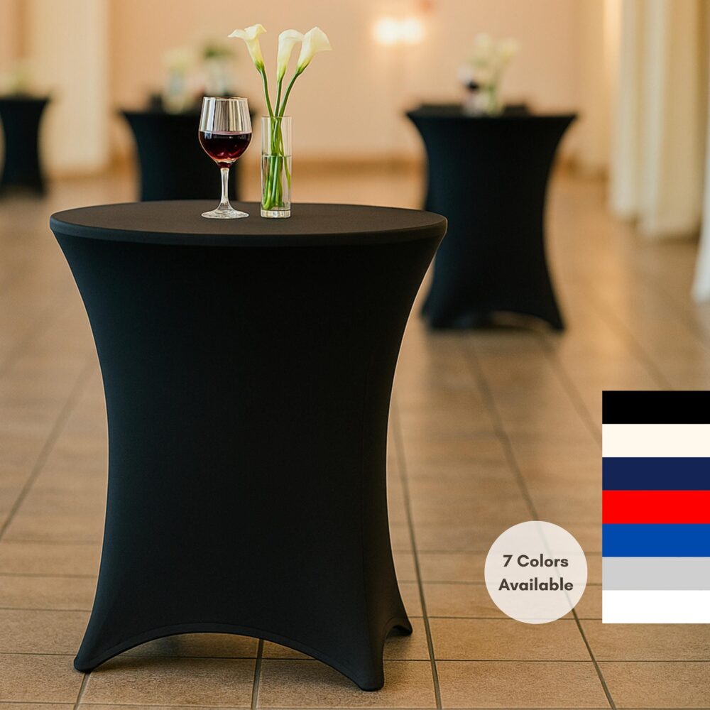 Spandex Cocktail Table Cover | 30x30 Inch, Wedding Event Tablecloth