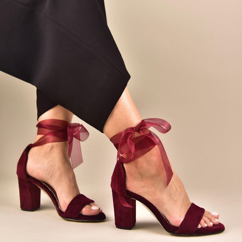 Burgundy Wedding Shoes, Velvet Bridal Handmade To Order