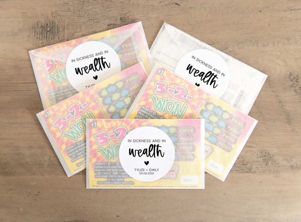 Lotto Wedding Favor Stickers in Sickness & in Wealth