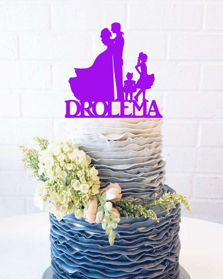 Wedding Cake Topper, Family Silhouette Cake, Topper With Last Name, Groom Dancing, Wedding, Bride & Groom Dancing