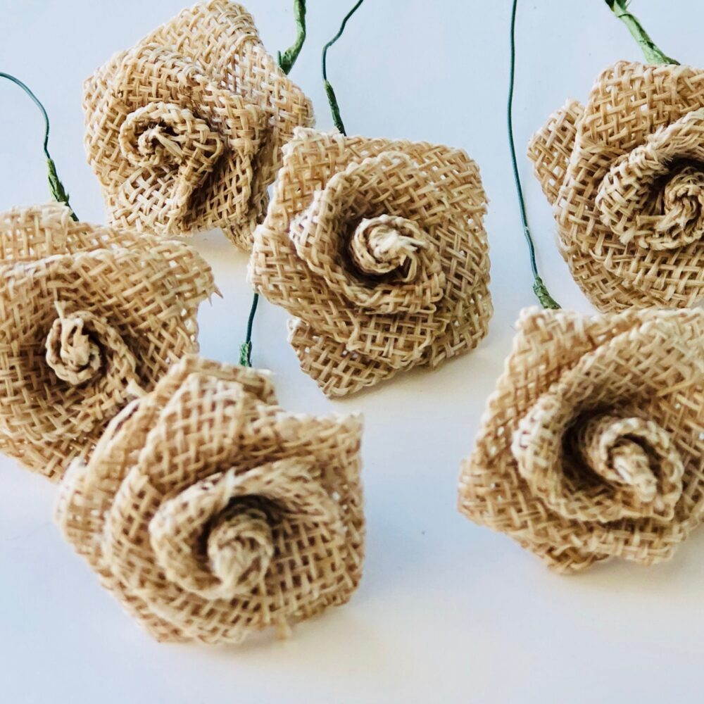 Burlap Mini Rose Stems Rustic Wedding Diy Craft Supplies