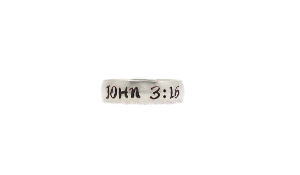 John 316 Ring, Scripture Bible Verse Stainless Steel Personalized Custom Hand Stamped Jewelry