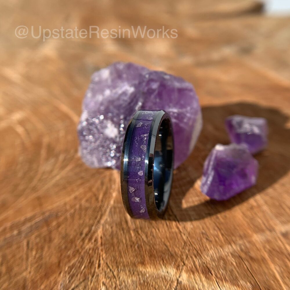 Purple Amethyst Ring, Pink Diamond & Amethyst, Amethyst Band, Push Gift, Vow Renewal, Wedding Engagement Promise Band