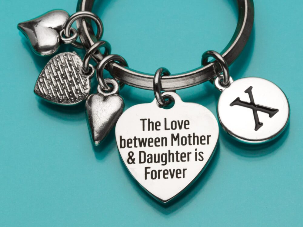 Mother Daughter Keychain, Love Key Ring, Mom Charm, Initial Personalized Charm 758, 717, 793, 794