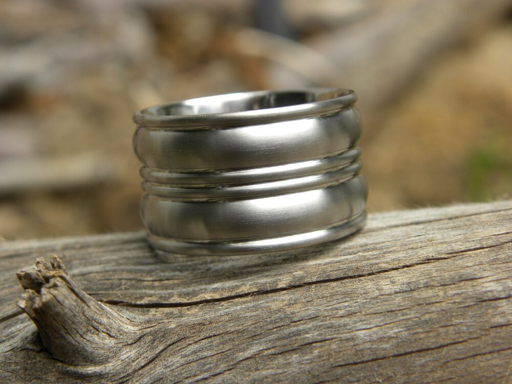 Funky Bumpy Style Titanium Ring, Wedding, Fashion Band, Satin Finish